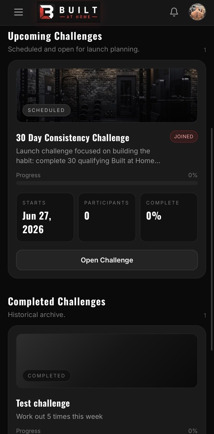 Built at Home challenge page screenshot